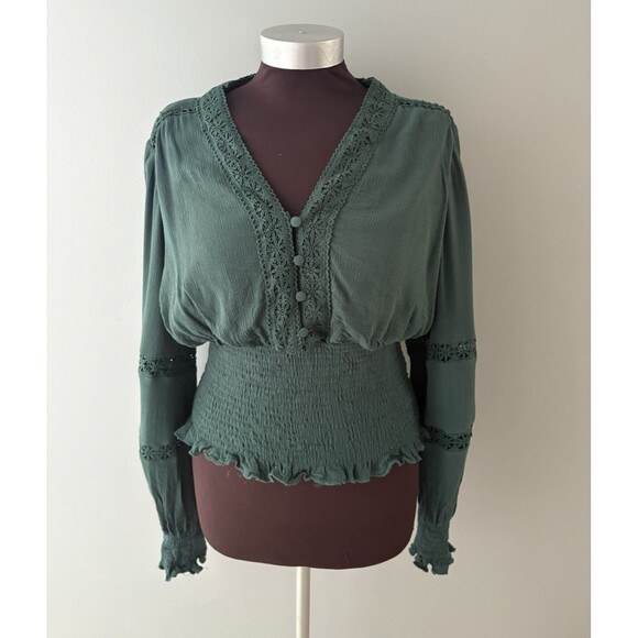 Scarlet Darkness Tops - Scarlet Darkness Top Size Large Green Peasant Dark Romance Renaissance Goth